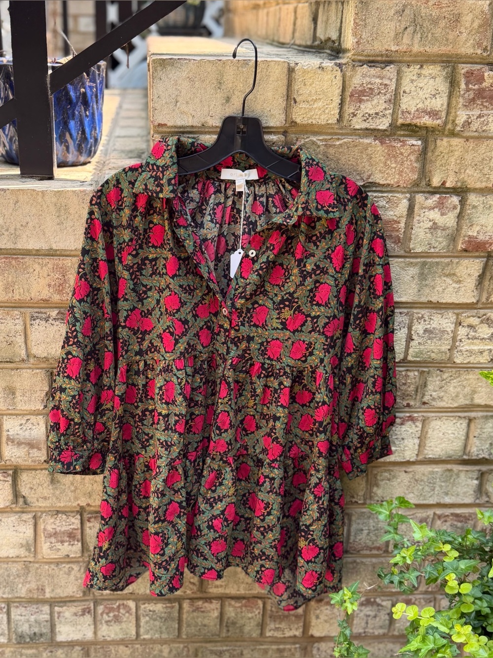 Anthropologie Eri + Ali Floral Boho Peplum Blouse XS